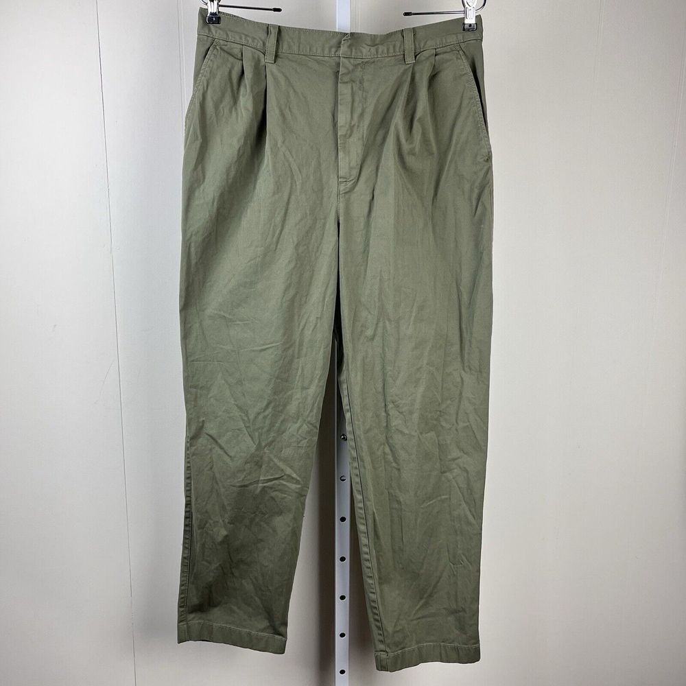 GAP High Rise Pleated Pants Womens Size 14 Tapered Leg‎ Olive Green Retro